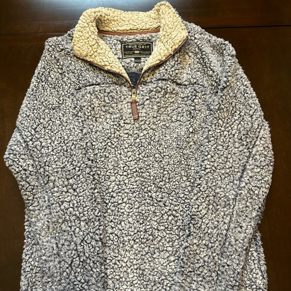 True Grit Navy Sherpa 1/4 Zip Pullover size Small
